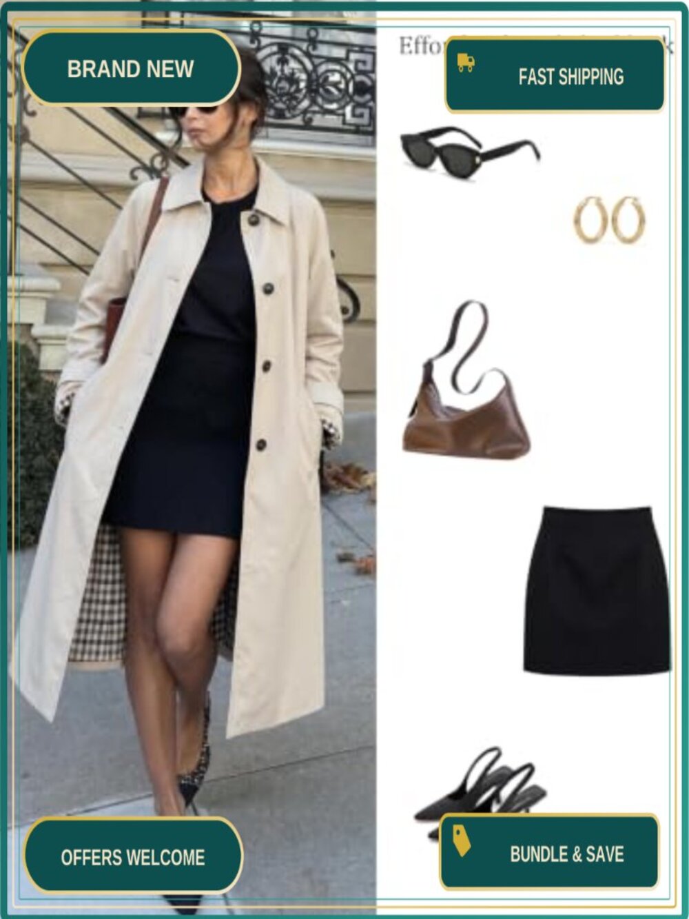 Women Trench Coat Single Breasted Lightweight Long Coat Mid Length Jacket - Picture 4 of 6